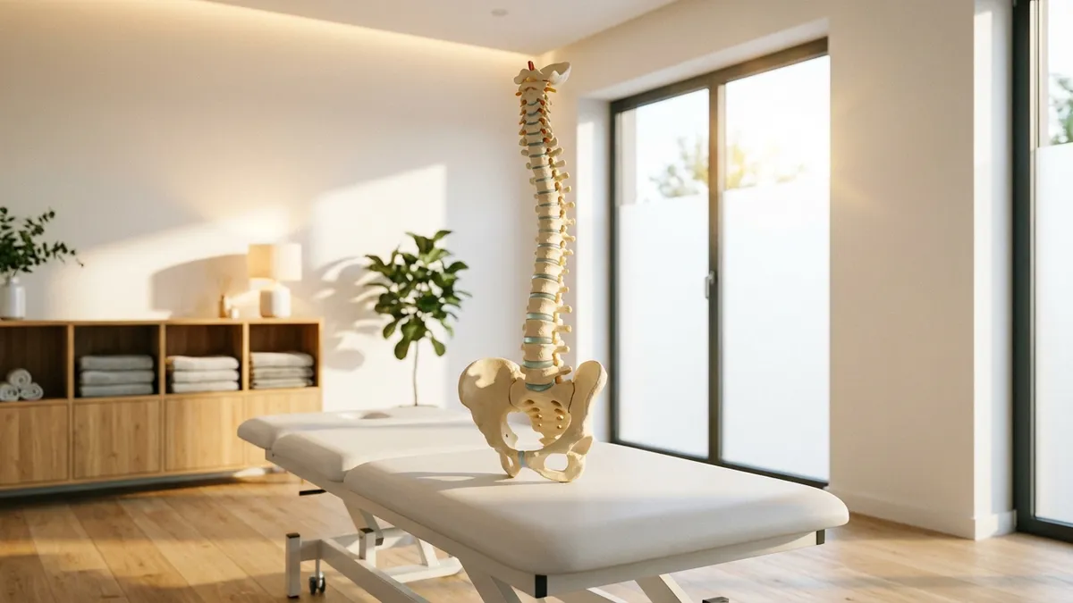 Anatomisches Wirbelsäulenmodell in einer Physiotherapie-Praxis