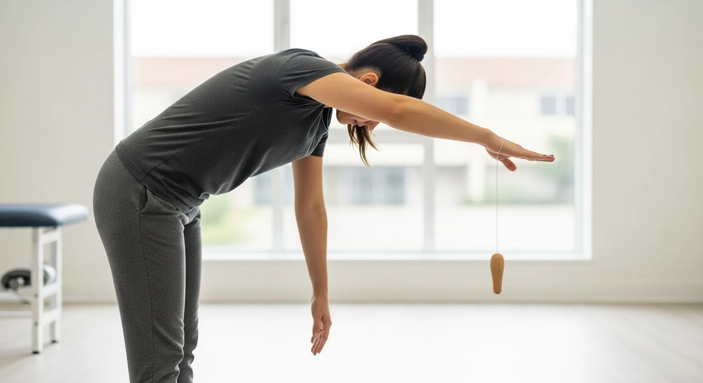 Patient beugt sich nach vorne und lässt den operierten Arm sanft pendeln